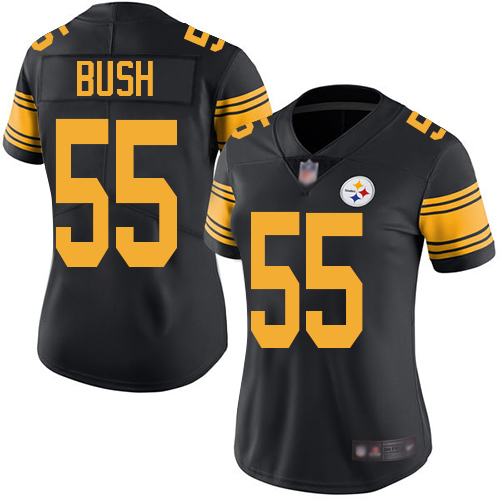 Women Pittsburgh Steelers Football 55 Limited Black Devin Bush Rush Vapor Untouchable Nike NFL Jersey